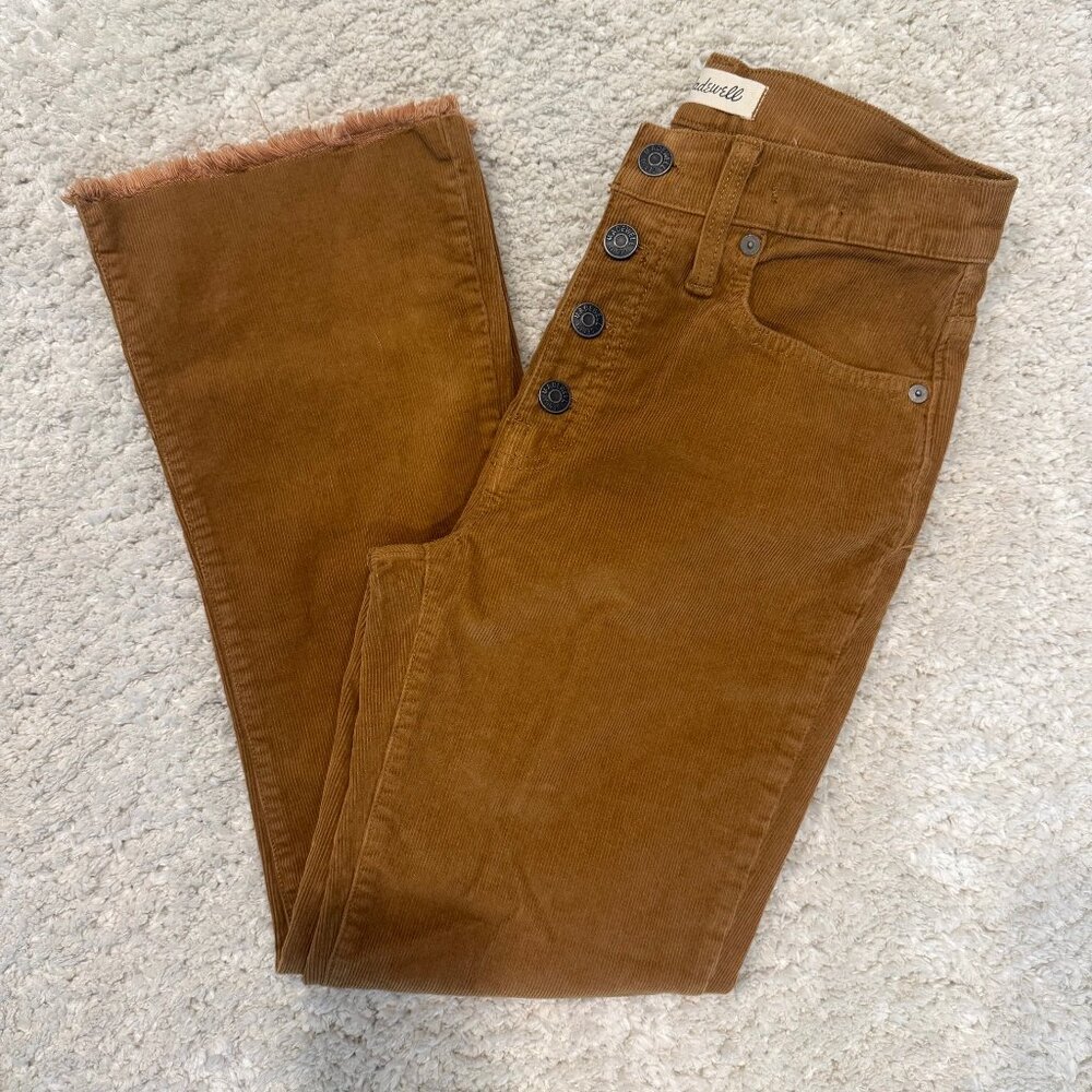 Madewell Cali Demi Boot Corduroy Button-Fly Pants – Camel Brown Size 25